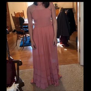 Coral backless maxi dress